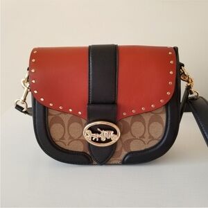 Coach Brown and Black Women's Bag Coach Georgie Saddle Bag Crossbody